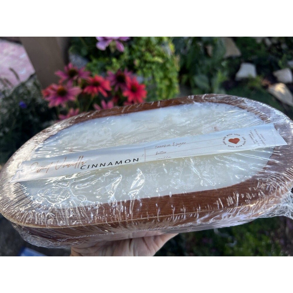 NEW Cedar Mountain Sweet Vanilla Cinnamon 3 Wick Wood Dough Bowl Candle Sealed